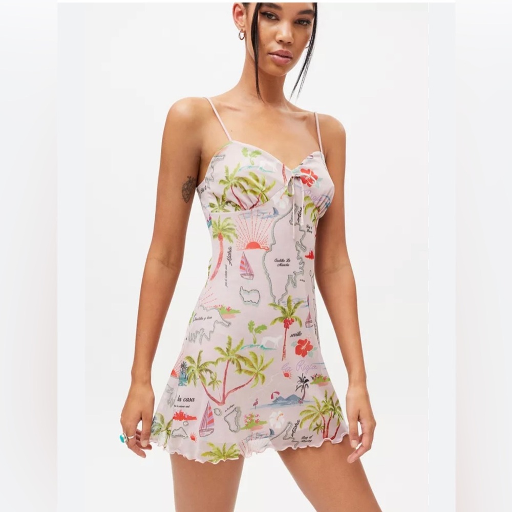 Urban Outfitters Elodie Printed Mini Dress Y2K Size M